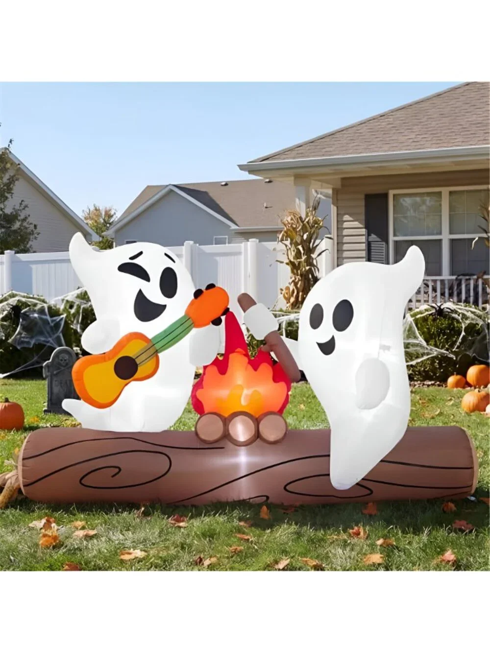 6ft Long Halloween Inflatable Ghost Outdoor Decoration, Cute Blow Up